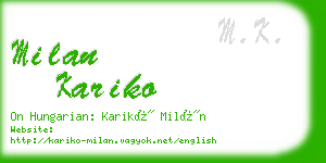 milan kariko business card